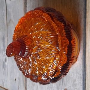 Williams Sonoma amber glass tureen with lid